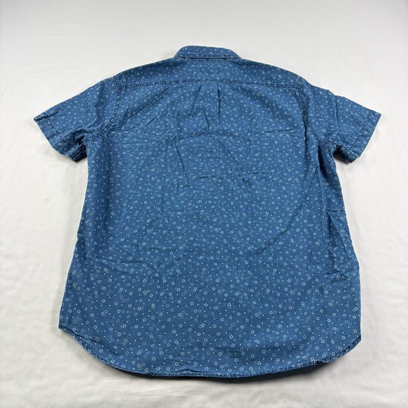 Wallace & Barnes Shirt Mens Medium Blue Chambray Dotted Button Up Camp Casual - Picture 8 of 9